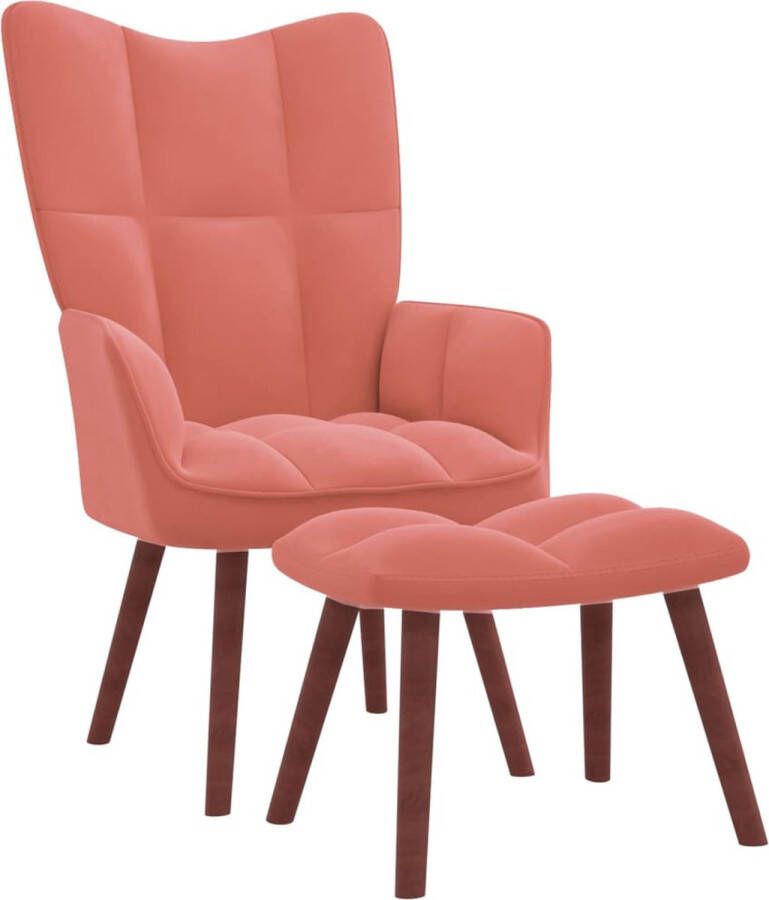 VidaLife Relaxstoel met voetenbank fluweel roze