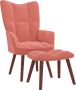 VidaLife Relaxstoel met voetenbank fluweel roze - Thumbnail 1