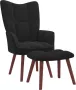 VidaLife Relaxstoel met voetenbank fluweel zwart - Thumbnail 1