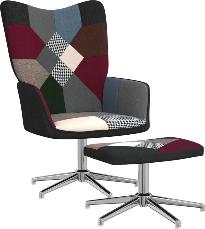 VidaLife Relaxstoel met voetenbank patchwork stof - Foto 1