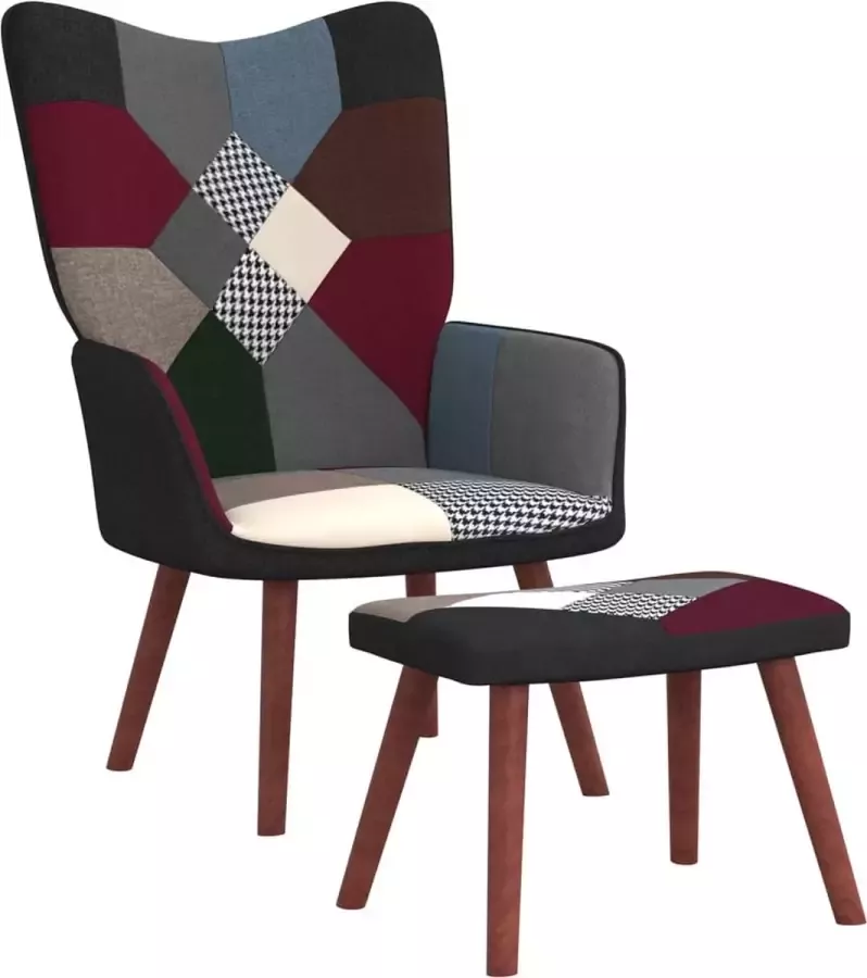 VidaLife Relaxstoel met voetenbank patchwork stof