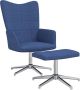 VidaLife Relaxstoel met voetenbank stof blauw - Thumbnail 1