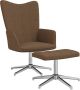 VidaLife Relaxstoel met voetenbank stof bruin - Thumbnail 3