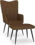 VidaLife Relaxstoel met voetenbank stof bruin - Thumbnail 2