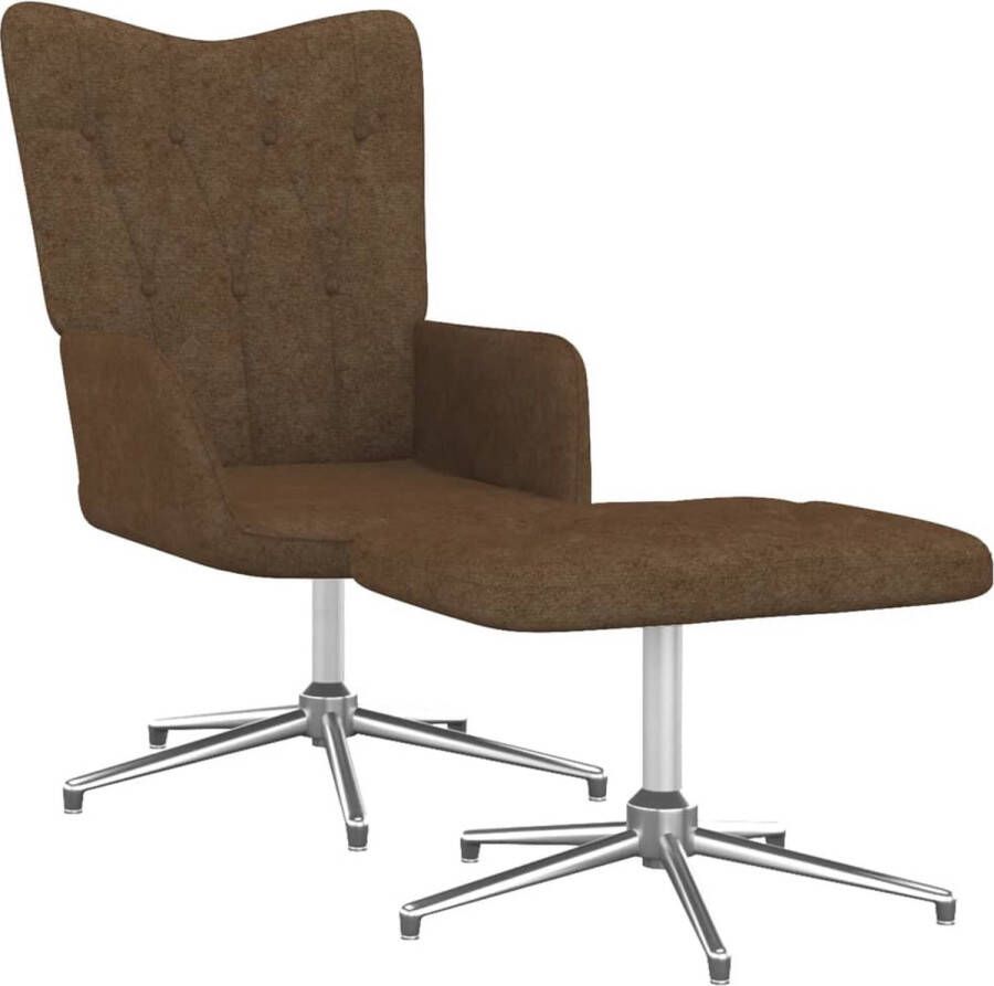 VidaLife Relaxstoel met voetenbank stof bruin