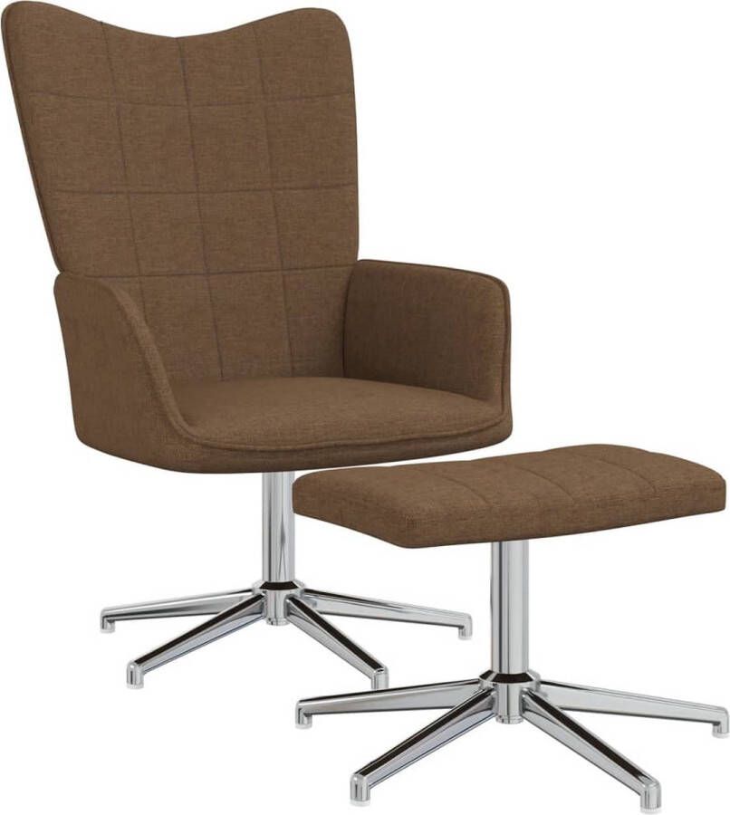 VidaLife Relaxstoel met voetenbank stof bruin