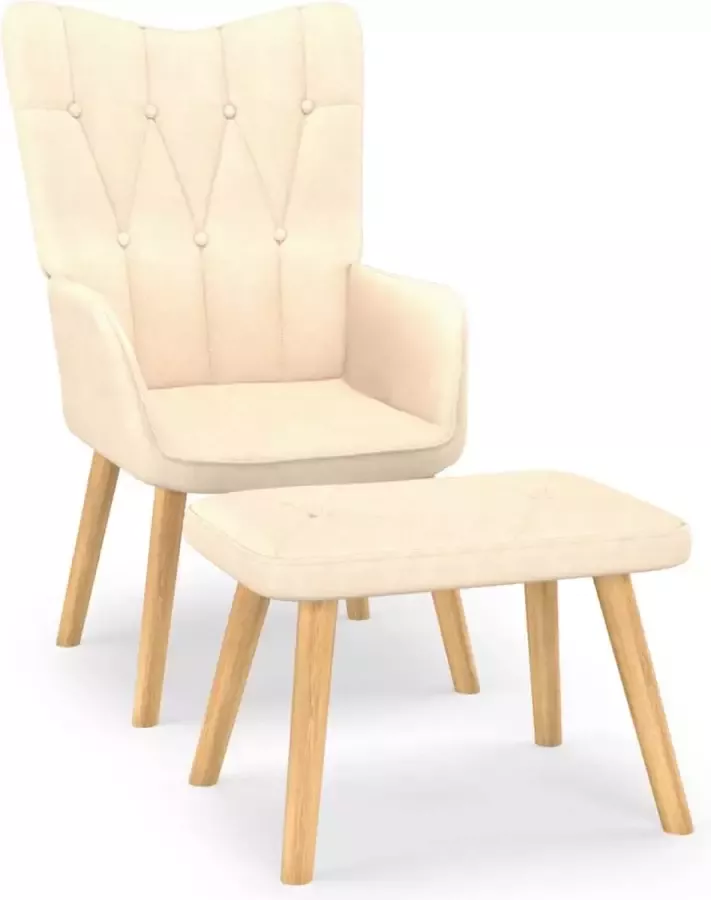 VidaLife Relaxstoel met voetenbank stof crèmekleurig - Foto 4