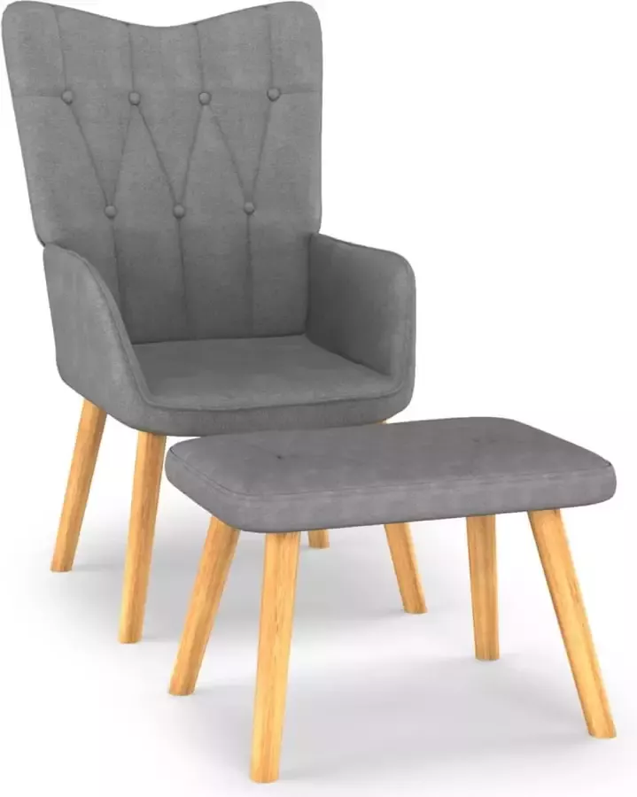 VidaLife Relaxstoel met voetenbank stof donkergrijs