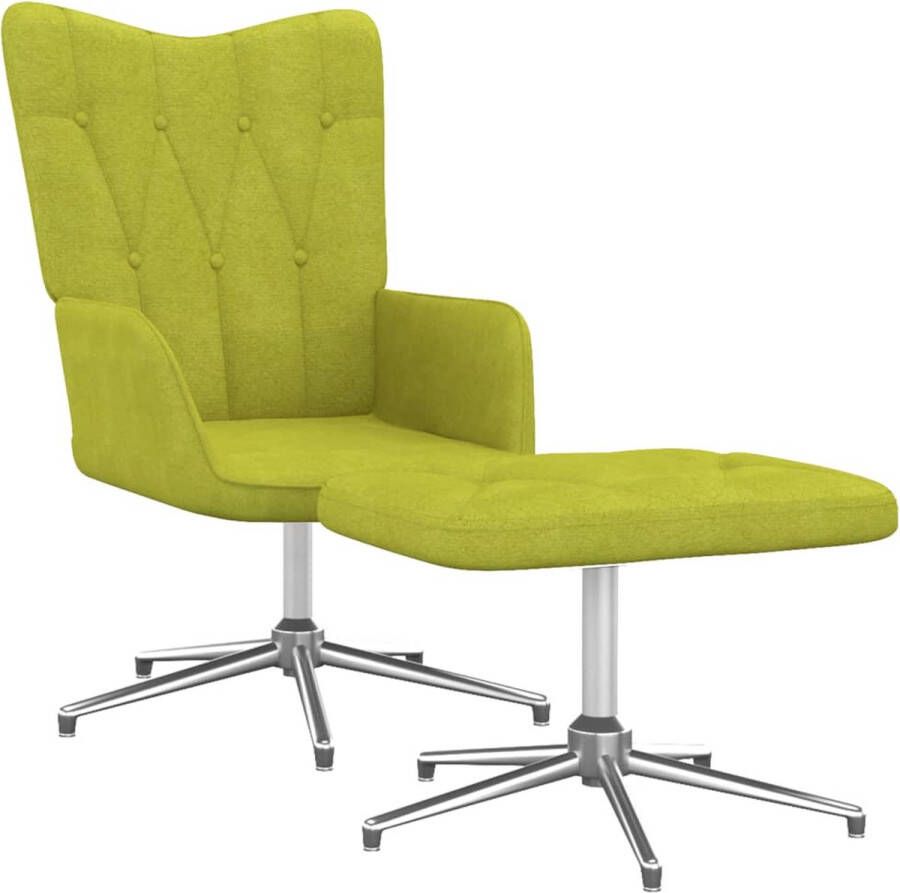 VidaLife Relaxstoel met voetenbank stof groen