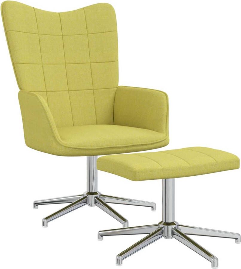 VidaLife Relaxstoel met voetenbank stof groen