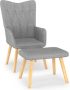 VidaLife Relaxstoel met voetenbank stof lichtgrijs - Thumbnail 2