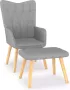 VidaLife Relaxstoel met voetenbank stof lichtgrijs - Thumbnail 1