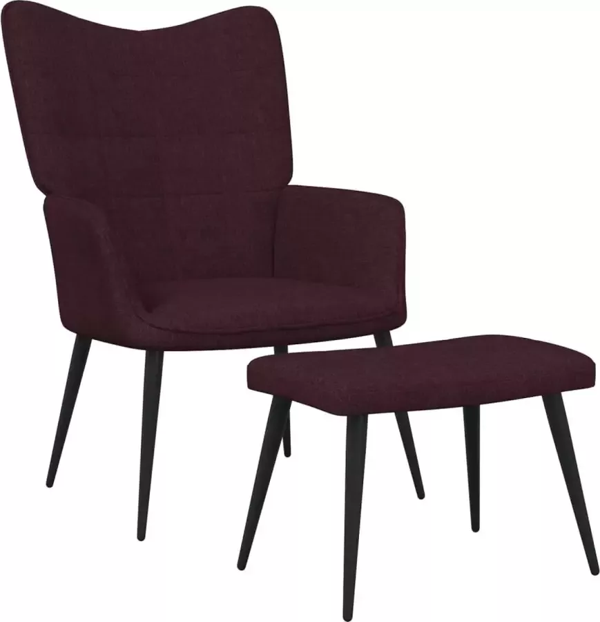 VidaLife Relaxstoel met voetenbank stof paars