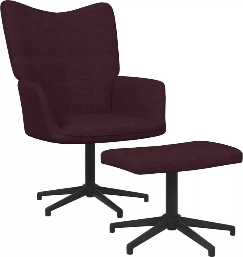 VidaLife Relaxstoel met voetenbank stof paars