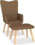 VidaLife Relaxstoel met voetenbank stof taupe - Thumbnail 3