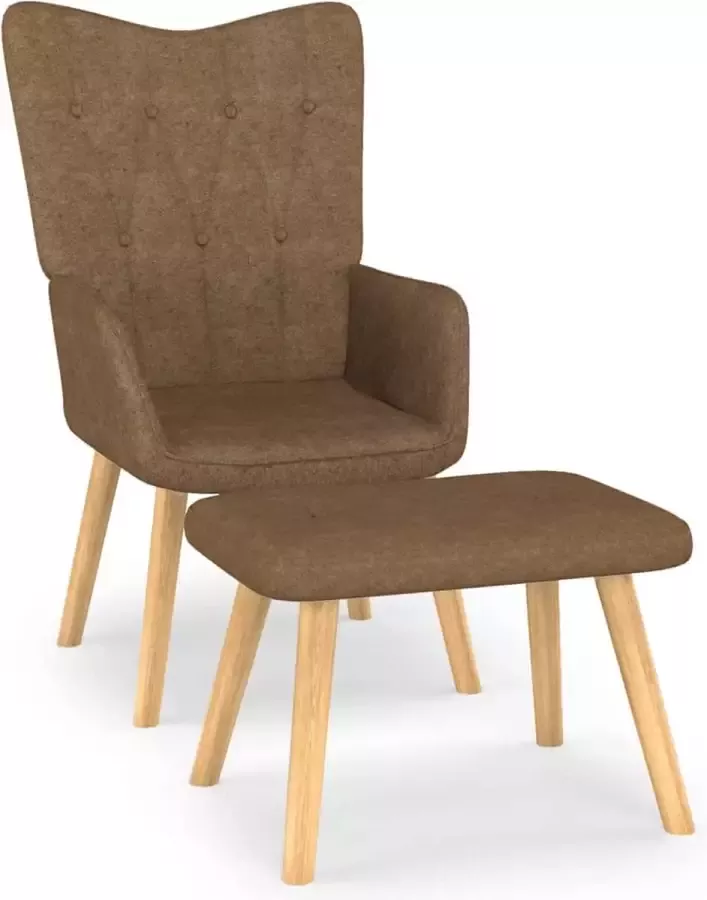 VidaLife Relaxstoel met voetenbank stof taupe