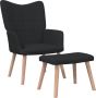 VidaLife Relaxstoel met voetenbank stof zwart - Thumbnail 2