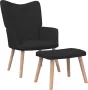 VidaLife Relaxstoel met voetenbank stof zwart - Thumbnail 1