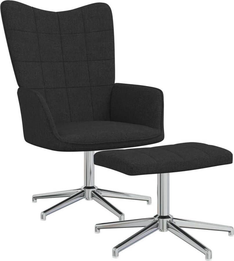 VidaLife Relaxstoel met voetenbank stof zwart