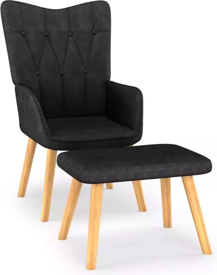 VidaLife Relaxstoel met voetenbank stof zwart