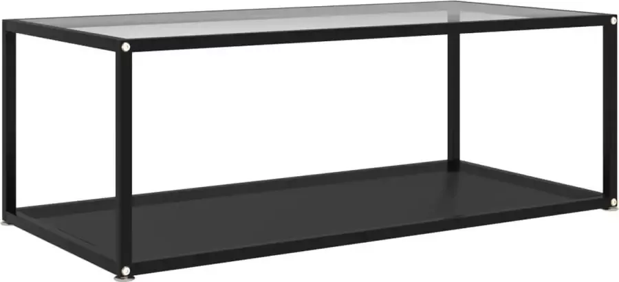VidaLife Salontafel 100x50x35 cm gehard glas transparant en zwart