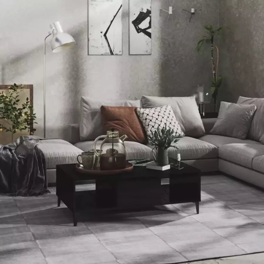 VidaLife Salontafel 103 5x60x35 cm spaanplaat hoogglans zwart