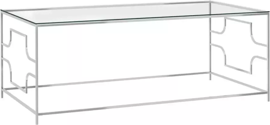 VidaLife Salontafel 120x60x45 cm roestvrij staal en glas zilverkleurig - Foto 2