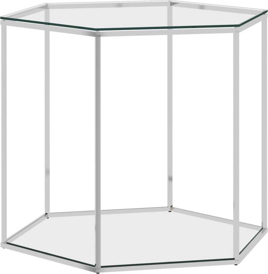 VidaLife Salontafel 60x53x50 cm roestvrij staal en glas zilverkleurig