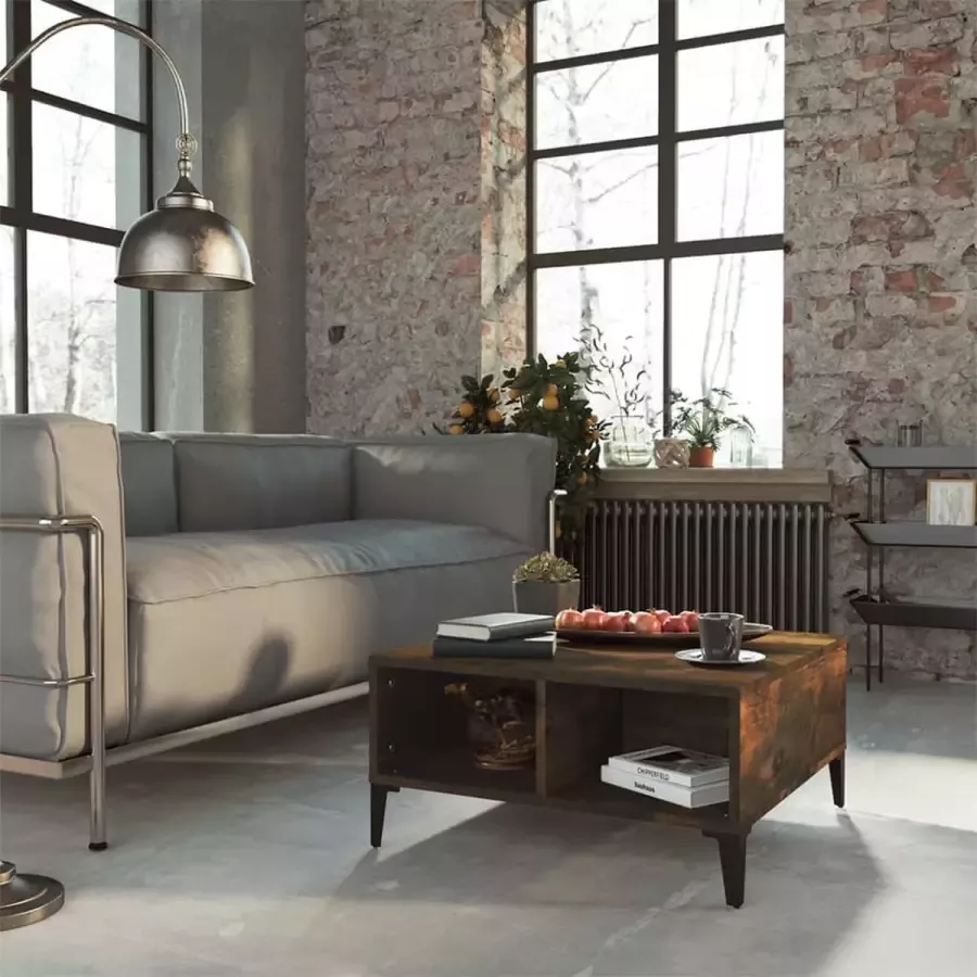 VidaLife Salontafel 60x60x30 cm spaanplaat gerookt eikenkleurig