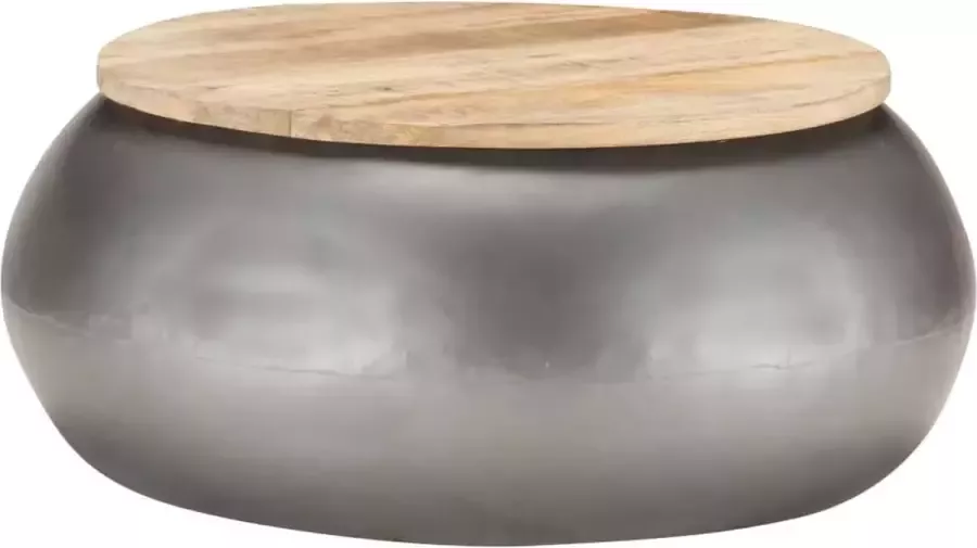 VidaLife Salontafel 68x68x30 cm massief mangohout grijs