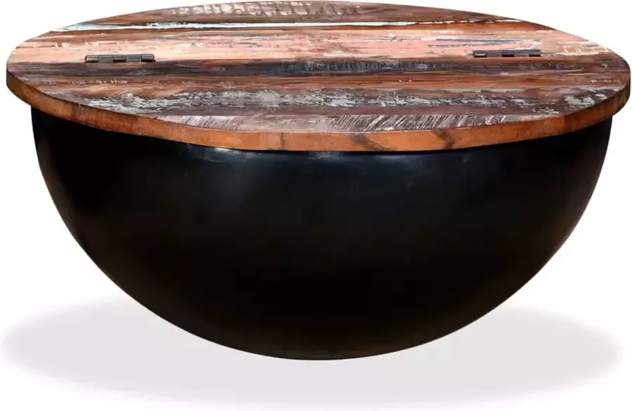 VidaLife Salontafel komvormig massief gerecycled hout zwart