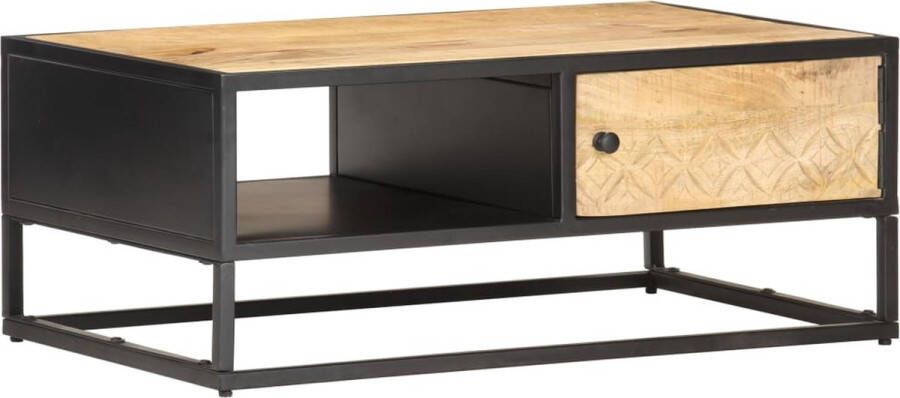 VidaLife Salontafel met bewerkte deur 90x55x36 cm ruw mangohout