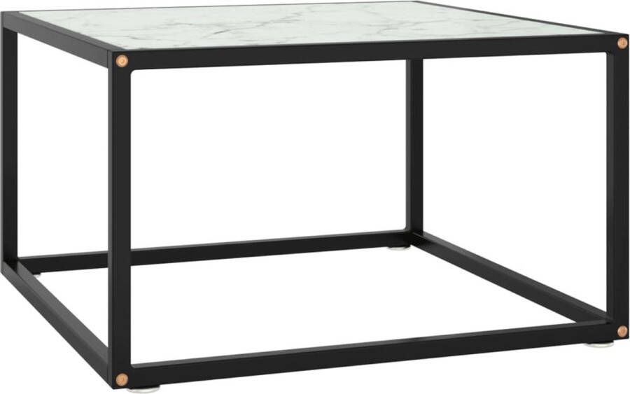 VidaLife Salontafel met wit marmerglas 60x60x35 cm zwart