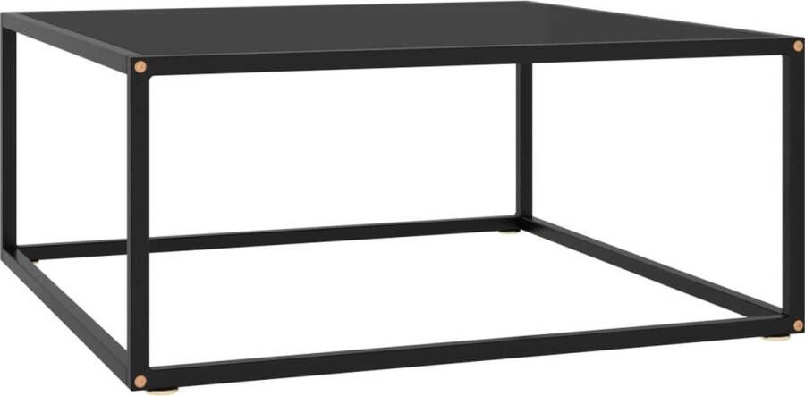 VidaLife Salontafel met zwart glas 80x80x35 cm zwart