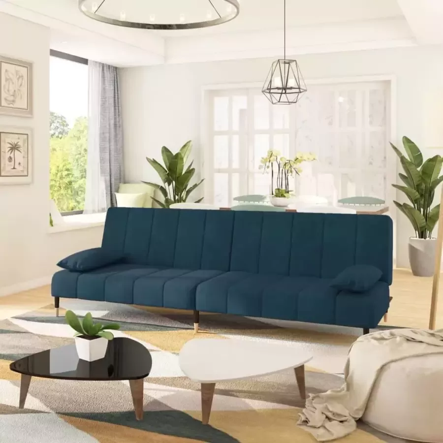 VidaLife Slaapbank 2-zits fluweel blauw