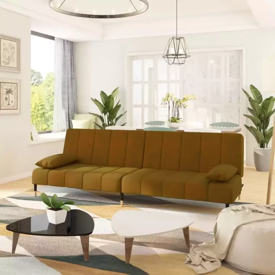 VidaLife Slaapbank 2-zits fluweel bruin - Foto 2