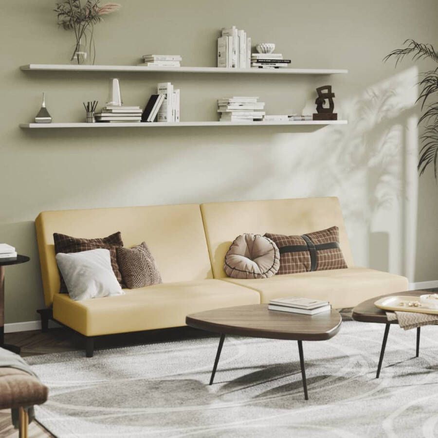 VidaLife Slaapbank 2-zits fluweel crèmekleurig