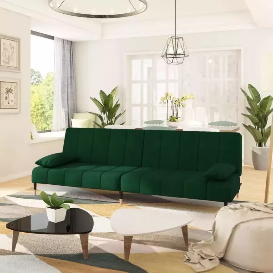 VidaLife Slaapbank 2-zits fluweel donkergroen - Foto 2