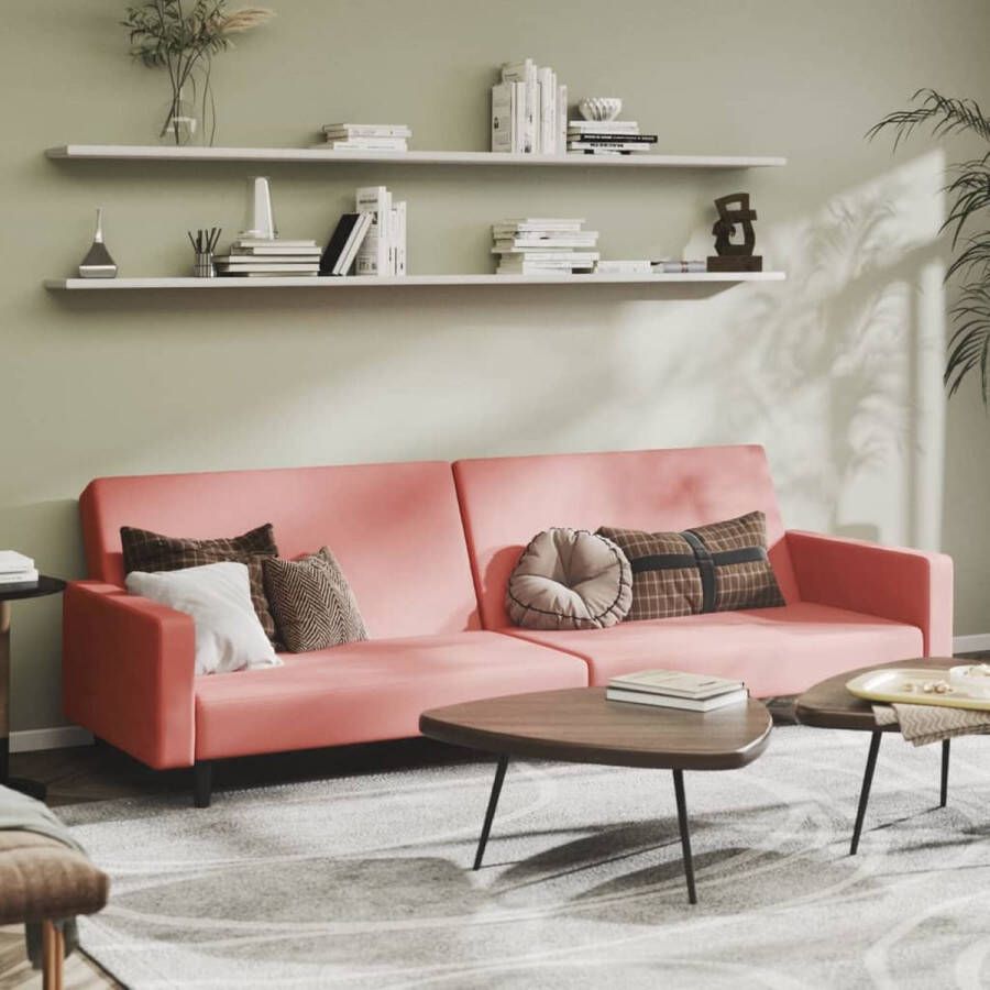 VidaLife Slaapbank 2-zits fluweel roze - Foto 2