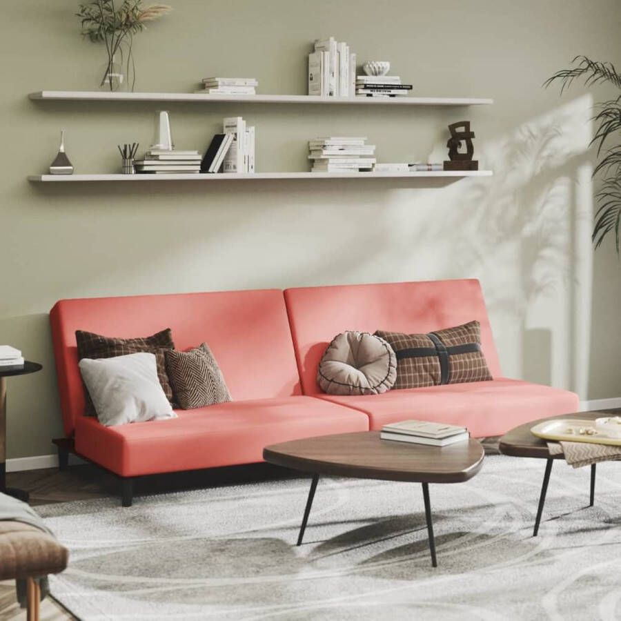 VidaLife Slaapbank 2-zits fluweel roze - Foto 3