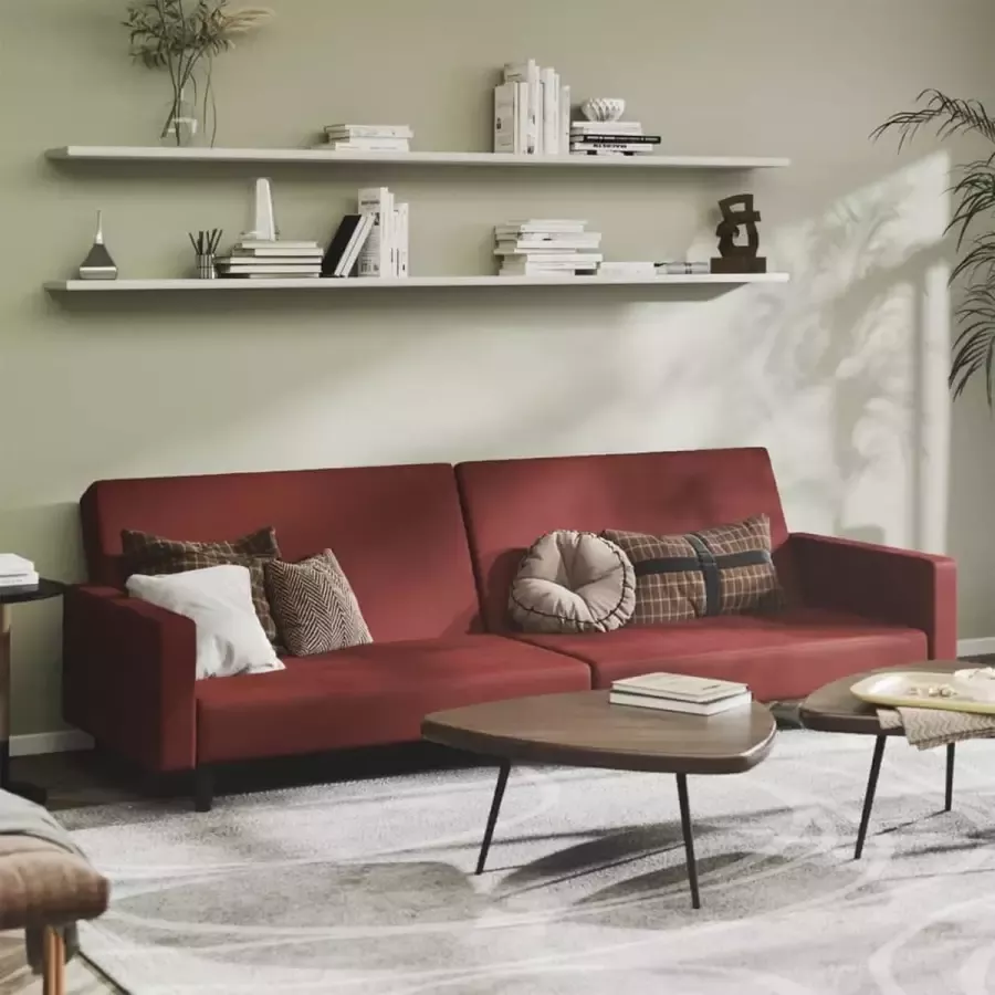 VidaLife Slaapbank 2-zits fluweel wijnrood - Foto 2
