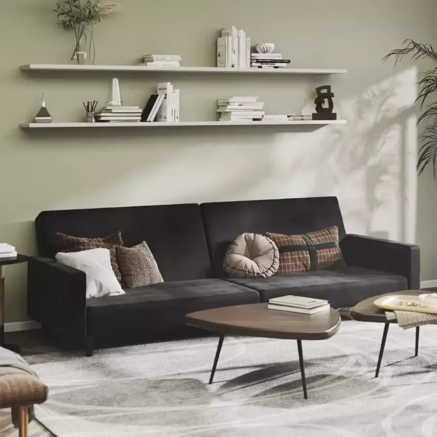 VidaLife Slaapbank 2-zits fluweel zwart - Foto 3