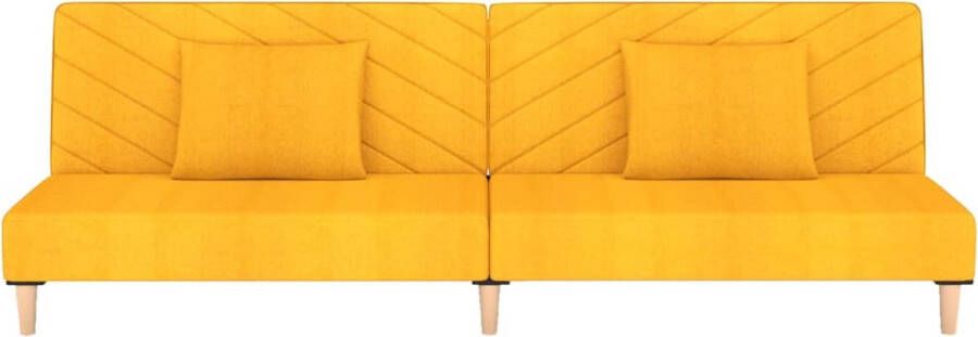 VidaLife Slaapbank 2-zits met 2 kussens en voetenbank stof geel