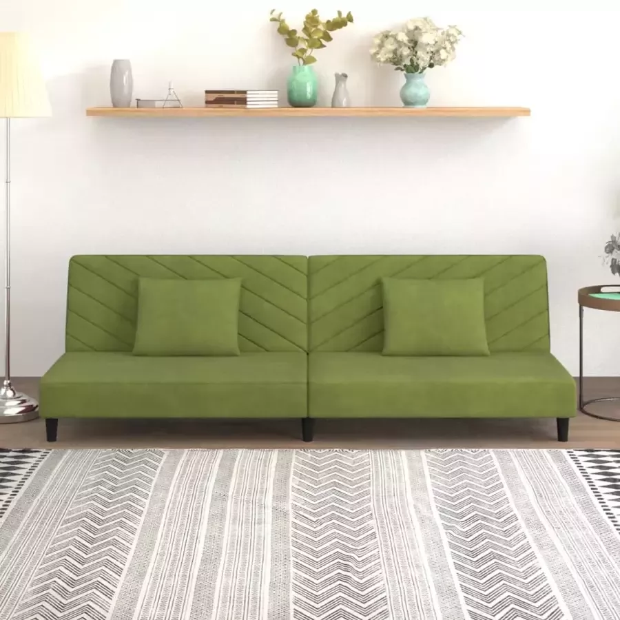 VidaLife Slaapbank 2-zits met 2 kussens fluweel lichtgroen - Foto 4