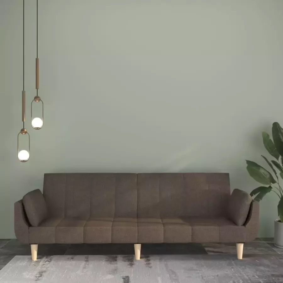 VidaLife Slaapbank 2-zits met 2 kussens stof bruin - Foto 4