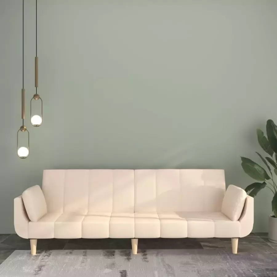 VidaLife Slaapbank 2-zits met 2 kussens stof crèmekleurig - Foto 4