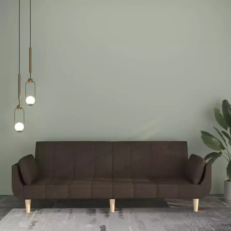 VidaLife Slaapbank 2-zits met 2 kussens stof donkerbruin - Foto 4