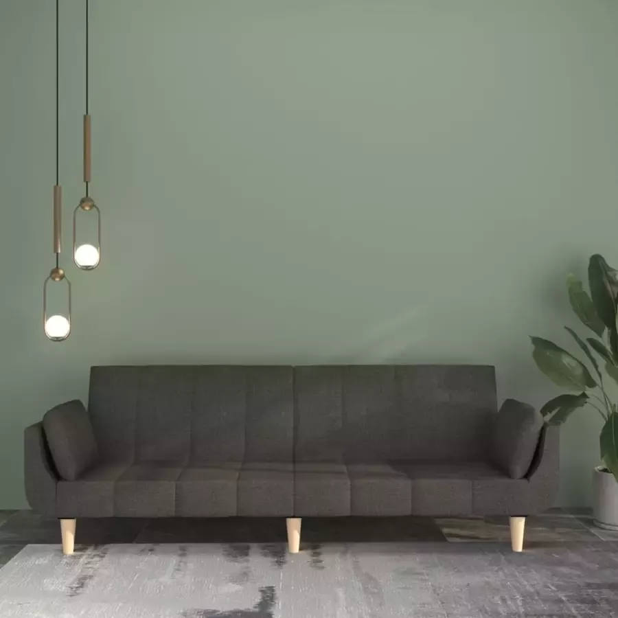 VidaLife Slaapbank 2-zits met 2 kussens stof donkergrijs