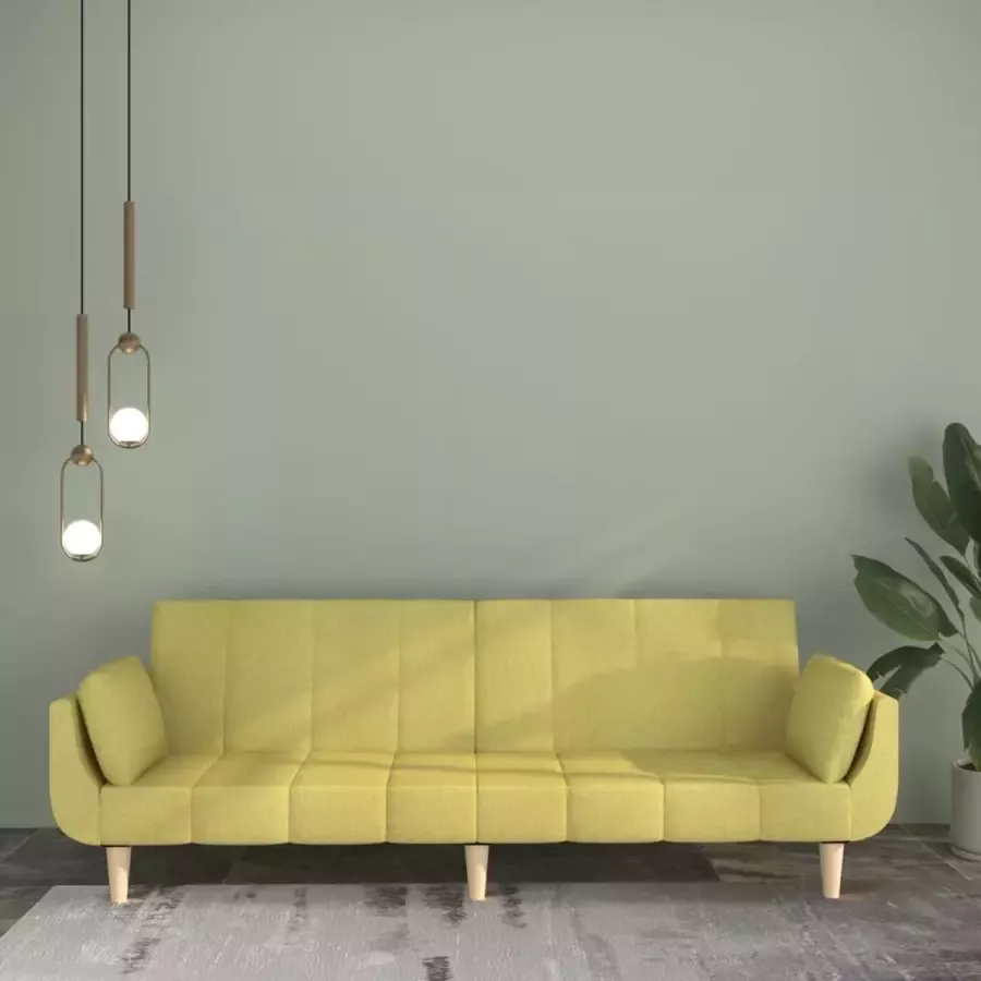 VidaLife Slaapbank 2-zits met 2 kussens stof groen - Foto 2