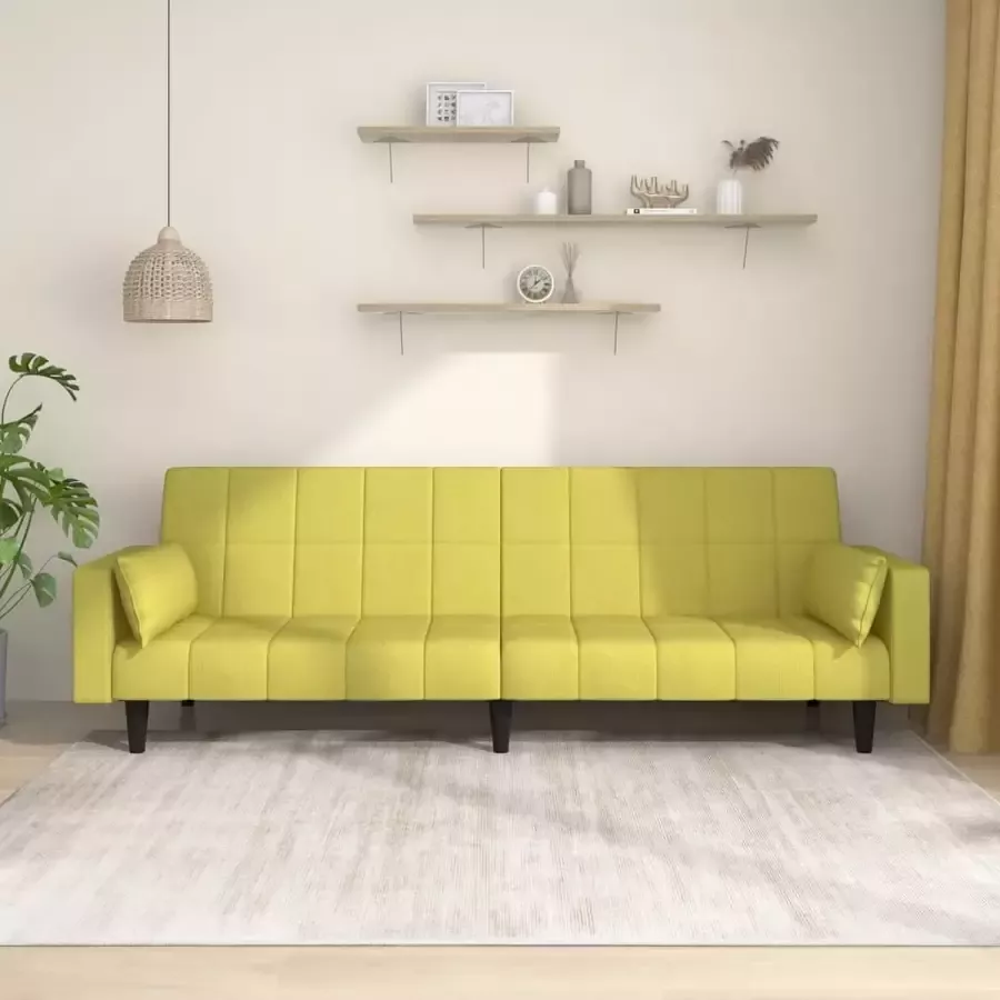 VidaLife Slaapbank 2-zits met 2 kussens stof groen - Foto 3